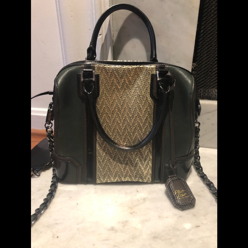 SOLD Alice + Olivia Green and Gold purse